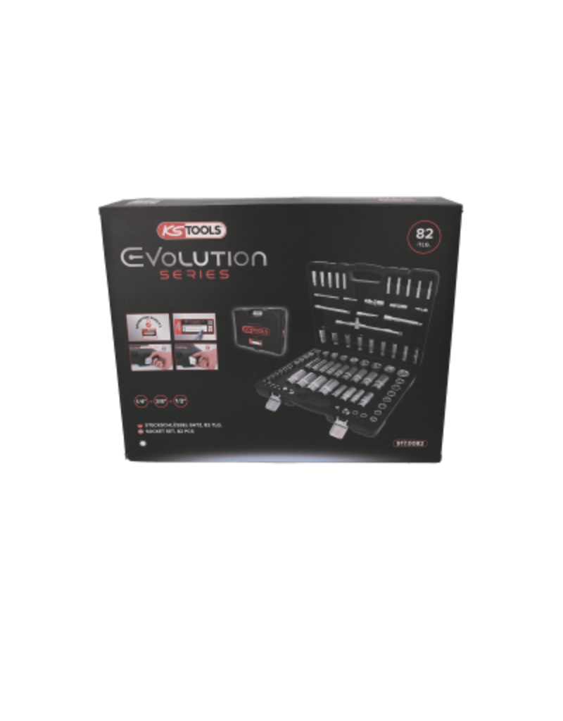 KS TOOLS 1/4"+3/8"+1/2" dopsleutelset, 82 dlg, Engelse maten - 917.0082