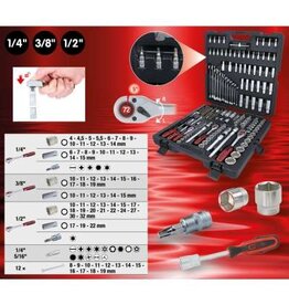 KS TOOLS 1/4"+3/8"+1/2" Dopsleutelset, 216-dlg - 917.0216