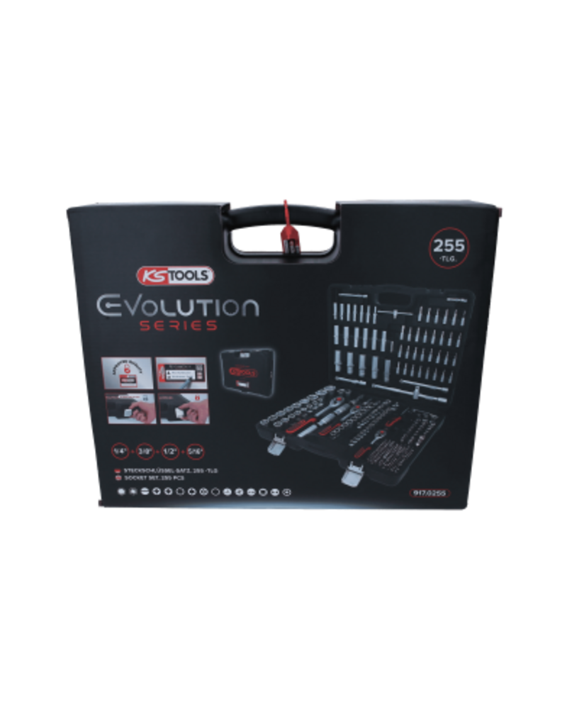 KS TOOLS 1/4"+3/8"+1/2" Dopsleutelset, 255-dlg - 917.0255