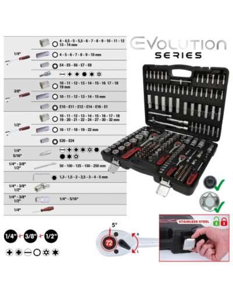 KS TOOLS 1/4"+3/8"+1/2" Dopsleutelset, 179-dlg - 917.0779