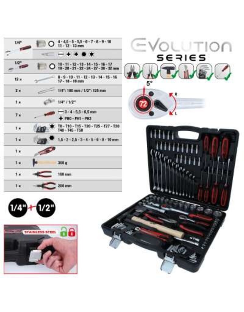 KS TOOLS 1/4"+1/2" Universele+gereedschapset, 97-dlg - 917.0797