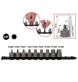 KS TOOLS 3/8" bit-dop inbus, kort, 9-dlg, 4 - 14 mm - 917.4000