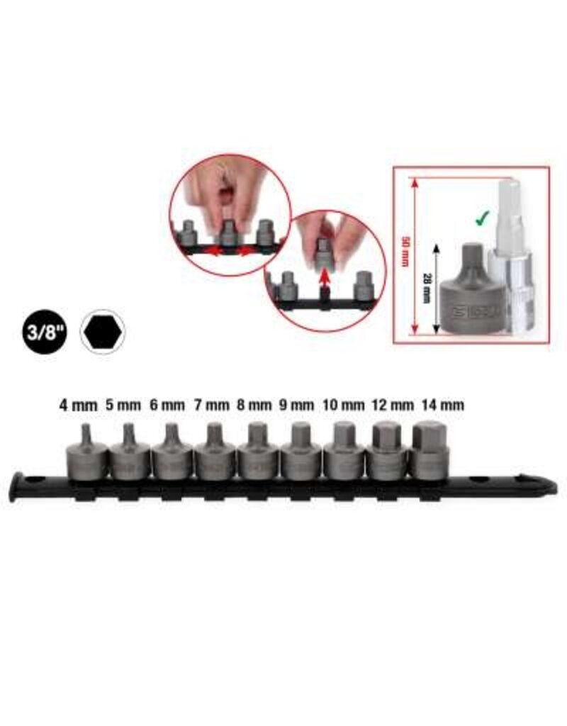 KS TOOLS 3/8" bit-dop inbus, kort, 9-dlg, 4 - 14 mm - 917.4000