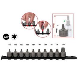 KS TOOLS 3/8" bit-dopset Torx, kort, 10-dlg, T10 - T55 - 917.4015
