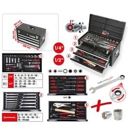 KS TOOLS 1/4"+1/2" CHROMEplus Universele-gereedschapset, 99-dlg GEAR - 918.0100
