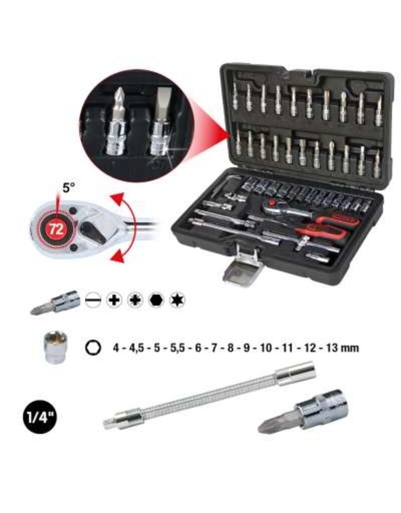 KS TOOLS 1/4" CHROMEplus Dopsleutelset, 48-dlg - 918.0648