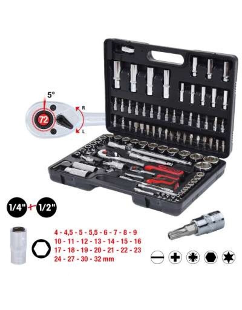 KS TOOLS 1/4"+1/2" CHROMEplus Dopsleutelset, 94-dlg - 918.0694