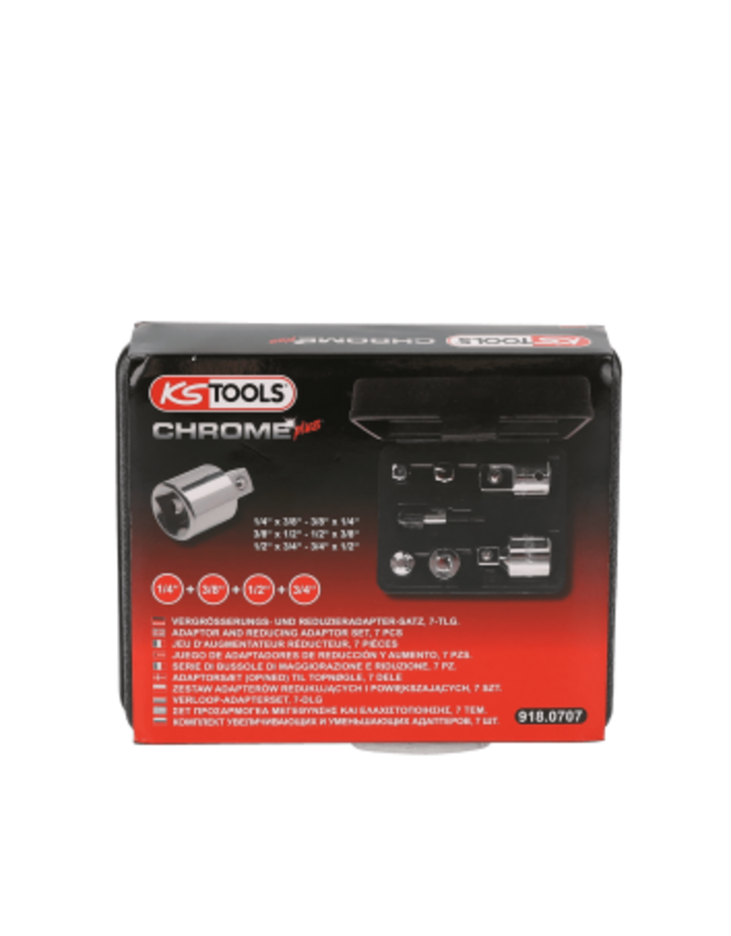 KS TOOLS 1/4"+3/8"+1/2"+3/4" CHROMEplus Verloop-adapterset, 7-dlg - 918.0707