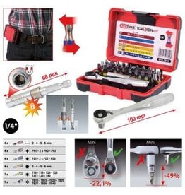 KS TOOLS 1/4" TORSIONpower Bitset, 32-dlg - 918.3010