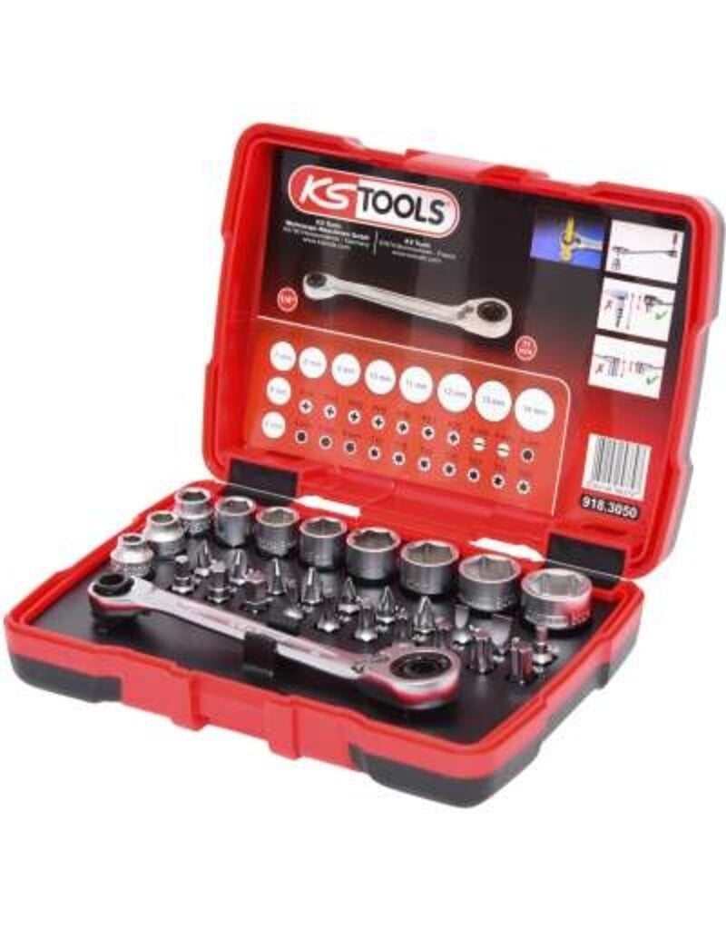 KS TOOLS 1/4" + 11 mm Doorgaande dopsleutel- en bitset, 31-dlg - 918.3050