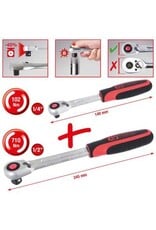 KS TOOLS SlimPOWER Omschakelbare ratelset, 2-dlg 1/4"+1/2" - 920.0002