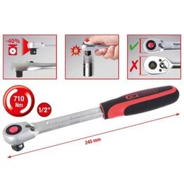 KS TOOLS 1/2" SlimPOWER Omschakelbare ratel met 72 tanden - 920.1290