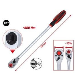 KS TOOLS 1/2" Monster omschakelbare ratel, lang, 100 tanden - 935.1295