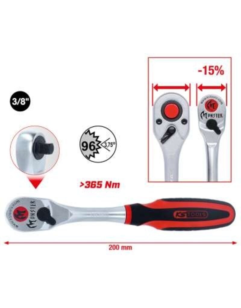 KS TOOLS 3/8" Monster Omschakelbare ratel, 96 tanden - 935.3890