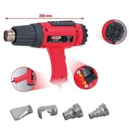 KS TOOLS Heteluchtpistool set, inclusief 4 opzetstukken - 960.1190