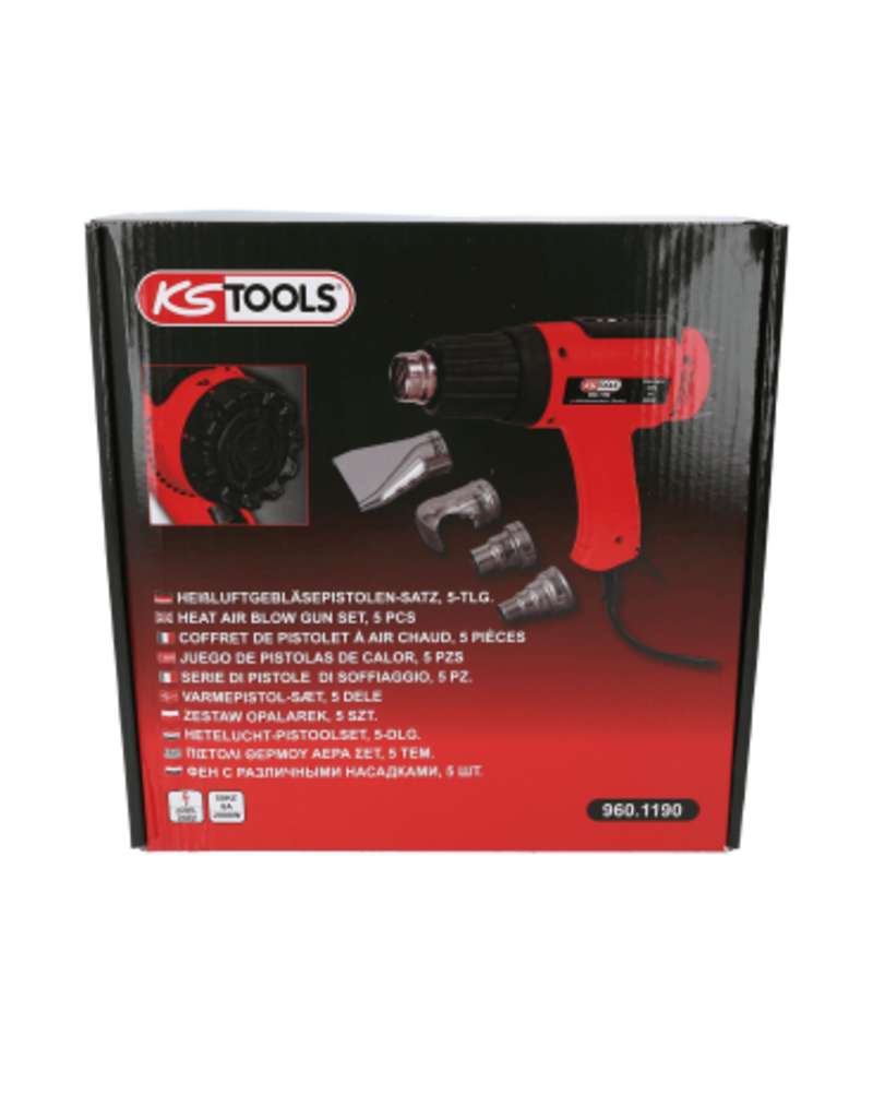 KS TOOLS Heteluchtpistool set, inclusief 4 opzetstukken - 960.1190