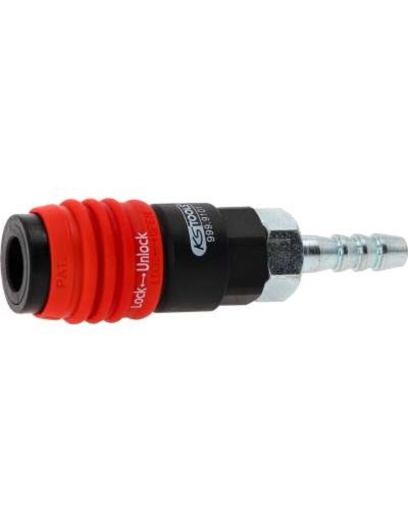 KS TOOLS 3-in-1 universele persluchtveiligheidskoppeling, 9 mm met slangtule - 999.9101