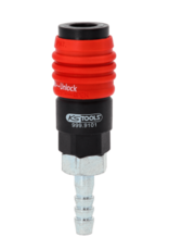 KS TOOLS 3-in-1 universele persluchtveiligheidskoppeling, 9 mm met slangtule - 999.9101