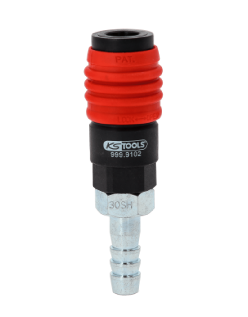 KS TOOLS 3-in-1 universele persluchtveiligheidskoppeling, 11 mm met slangtule - 999.9102