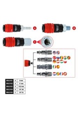 KS TOOLS 3-in-1 universele persluchtveiligheidskoppeling, 14,5 mm met slangtule - 999.9103