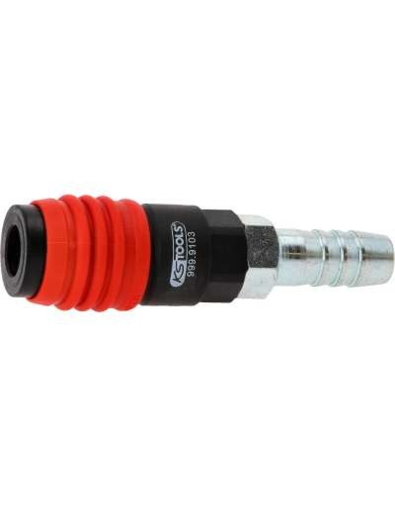 KS TOOLS 3-in-1 universele persluchtveiligheidskoppeling, 14,5 mm met slangtule - 999.9103