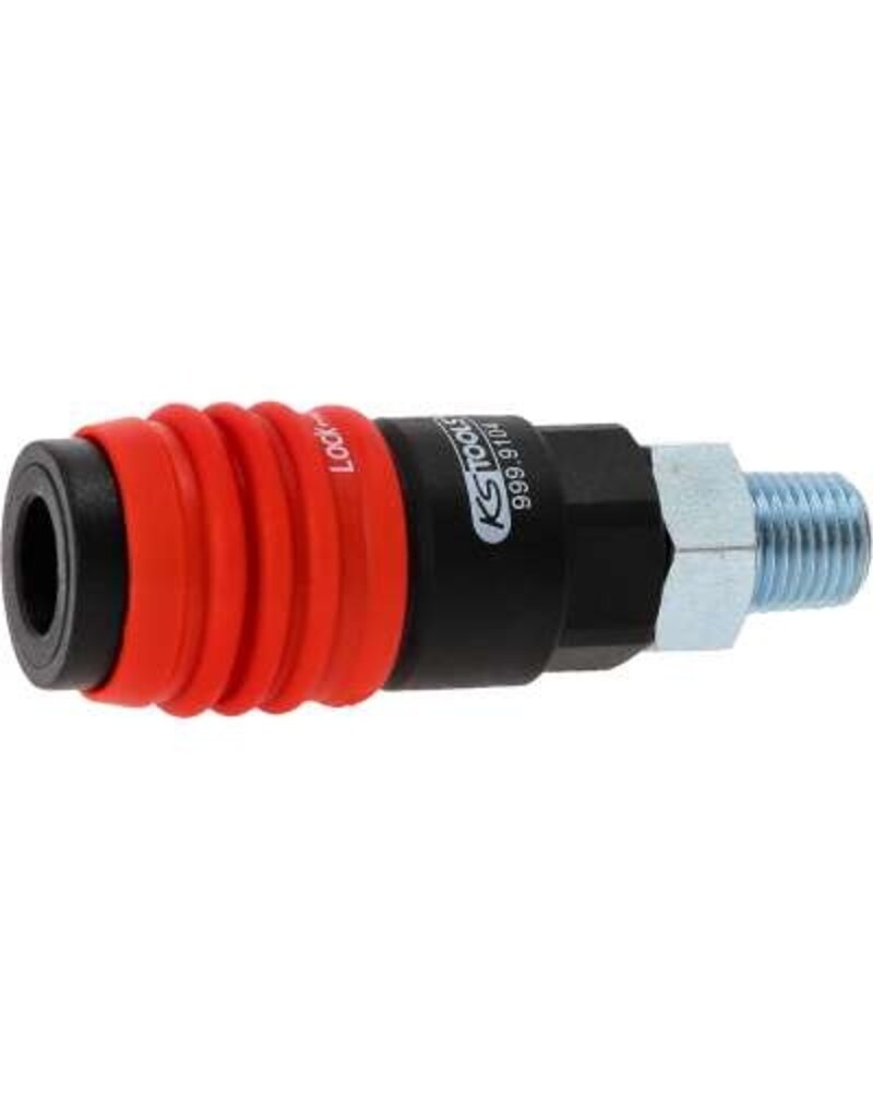 KS TOOLS 3-in-1 universele persluchtveiligheidskoppeling met 1/4" buitendraad - 999.9104
