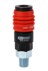 KS TOOLS 3-in-1 universele persluchtveiligheidskoppeling met 1/4" buitendraad - 999.9104