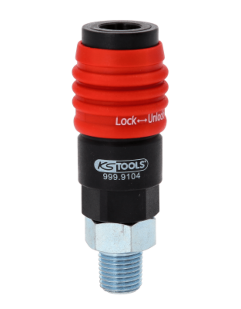 KS TOOLS 3-in-1 universele persluchtveiligheidskoppeling met 1/4" buitendraad - 999.9104