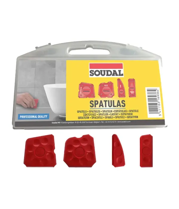 Soudal Kitset – Acryrub CF2 Wit – Inclusief Skelet Pistool Oranje, 4-delige Spatelset & Swipex Reinigingsdoekjes | Complete Afwerkset