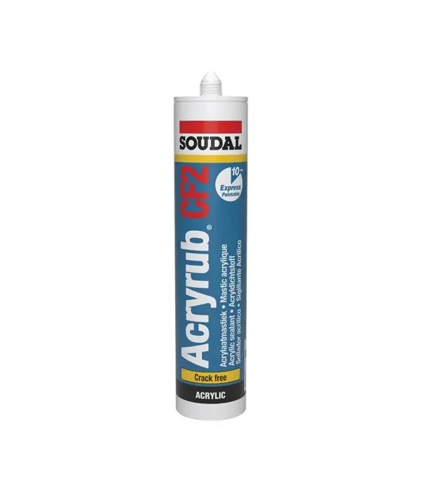 Soudal Kitset – Acryrub CF2 Wit – Inclusief Skelet Pistool Oranje, 4-delige Spatelset & Swipex Reinigingsdoekjes | Complete Afwerkset