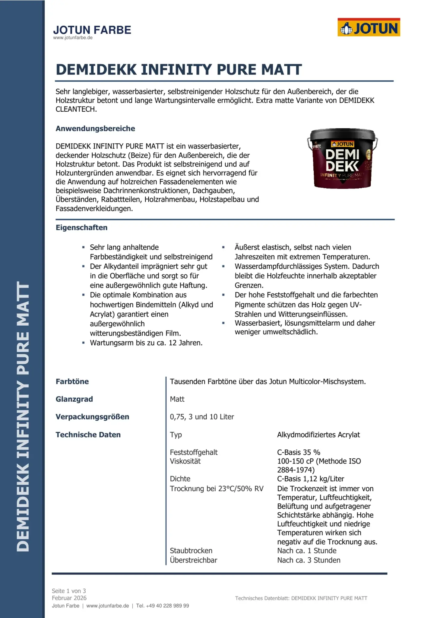 Technisches Datenblatt Jotun Demidekk Infinity Pure Matt Seite 1
