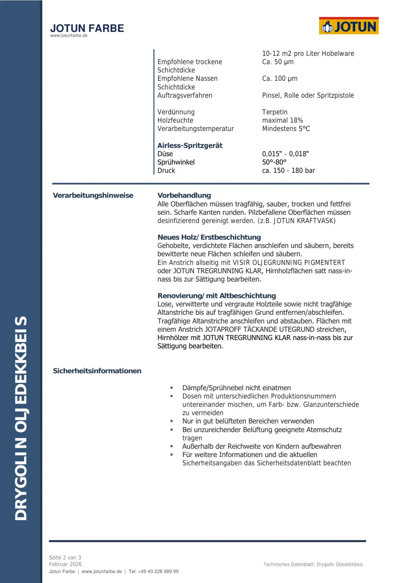 Technisches Datenblatt Jotun Drygolin Oljedekkbeis Seite 2