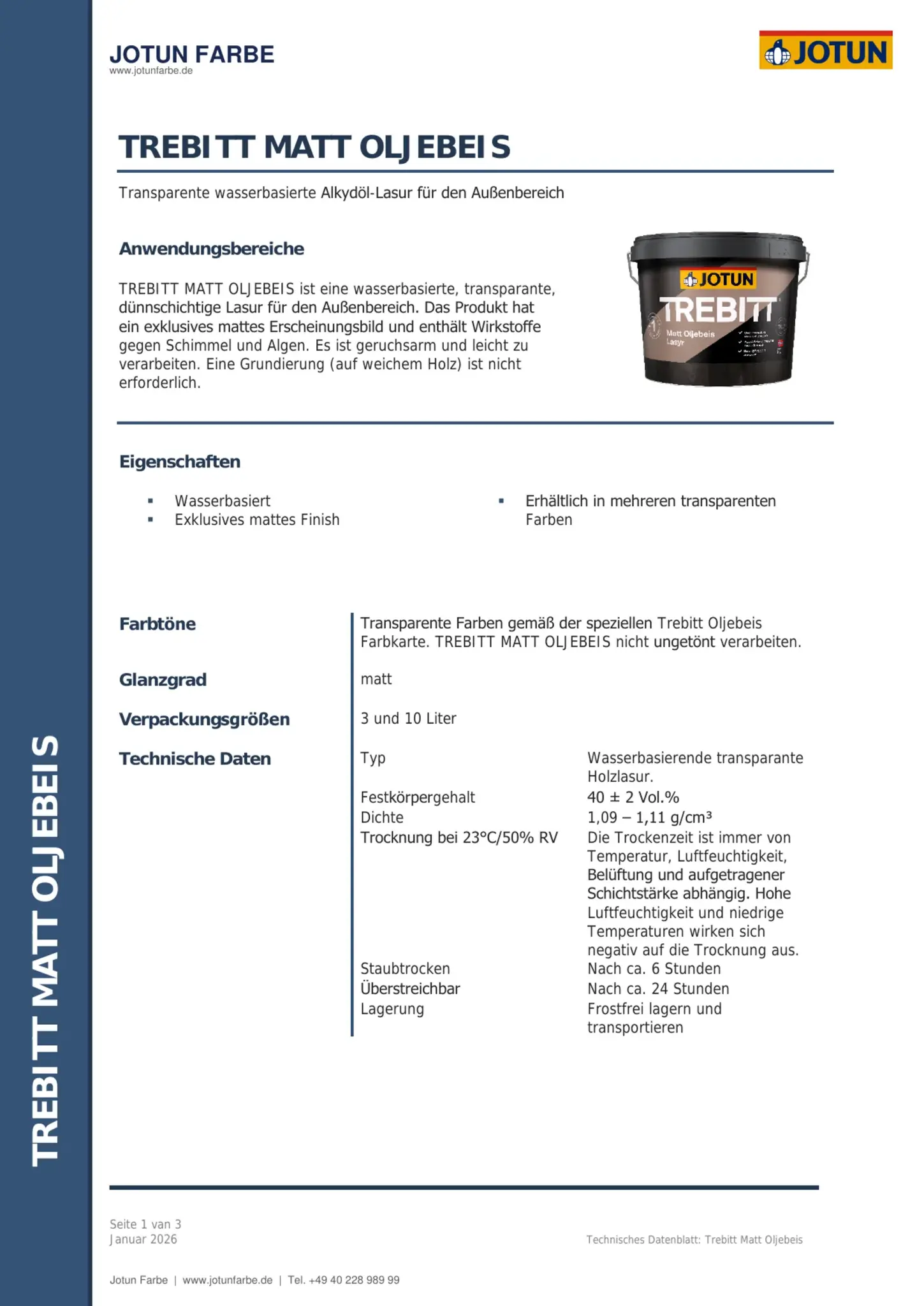 Technisches Datenblatt Jotun Trebitt Matt Oljebeis Seite 1