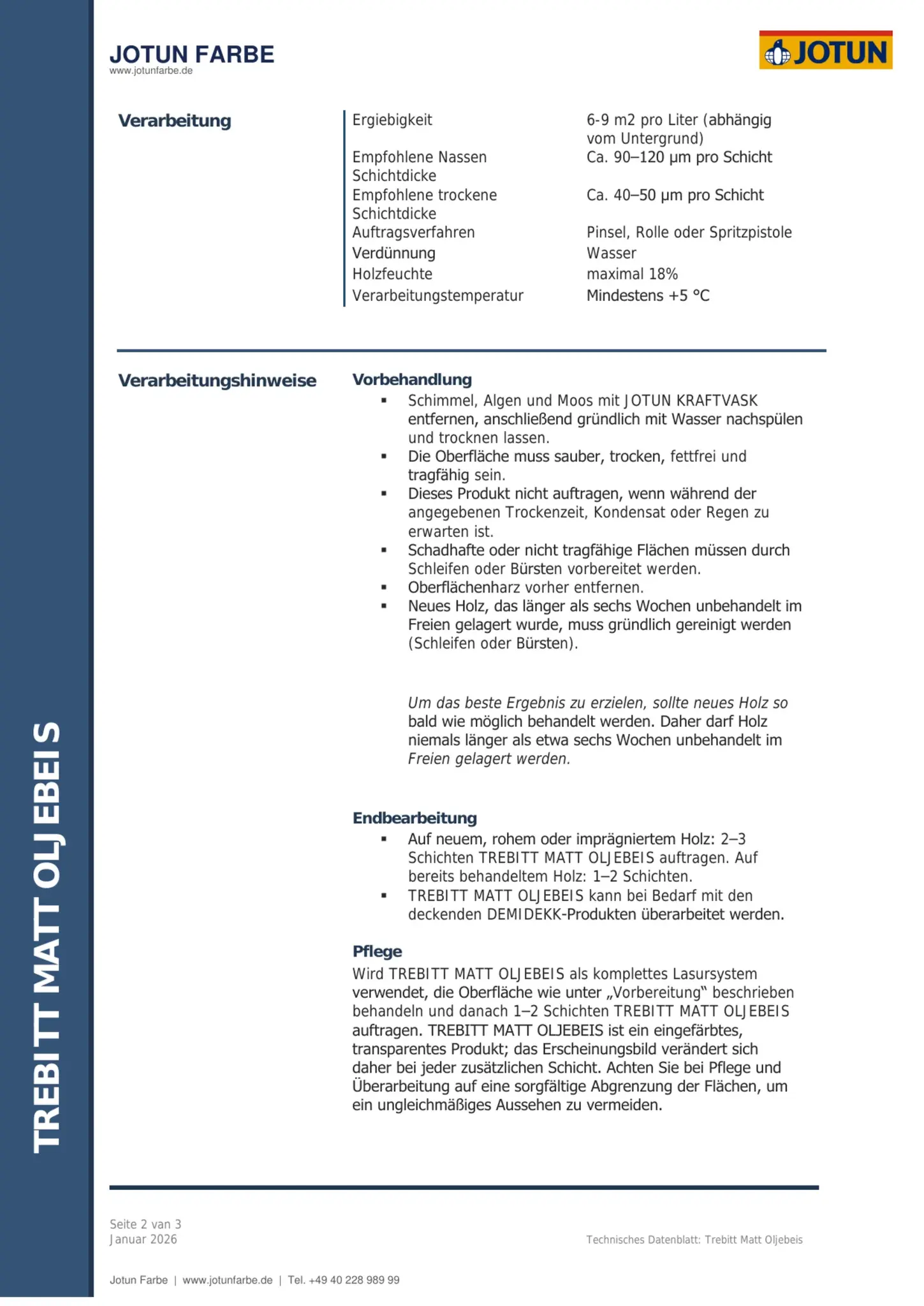 Technisches Datenblatt Jotun Trebitt Matt Oljebeis Seite 2