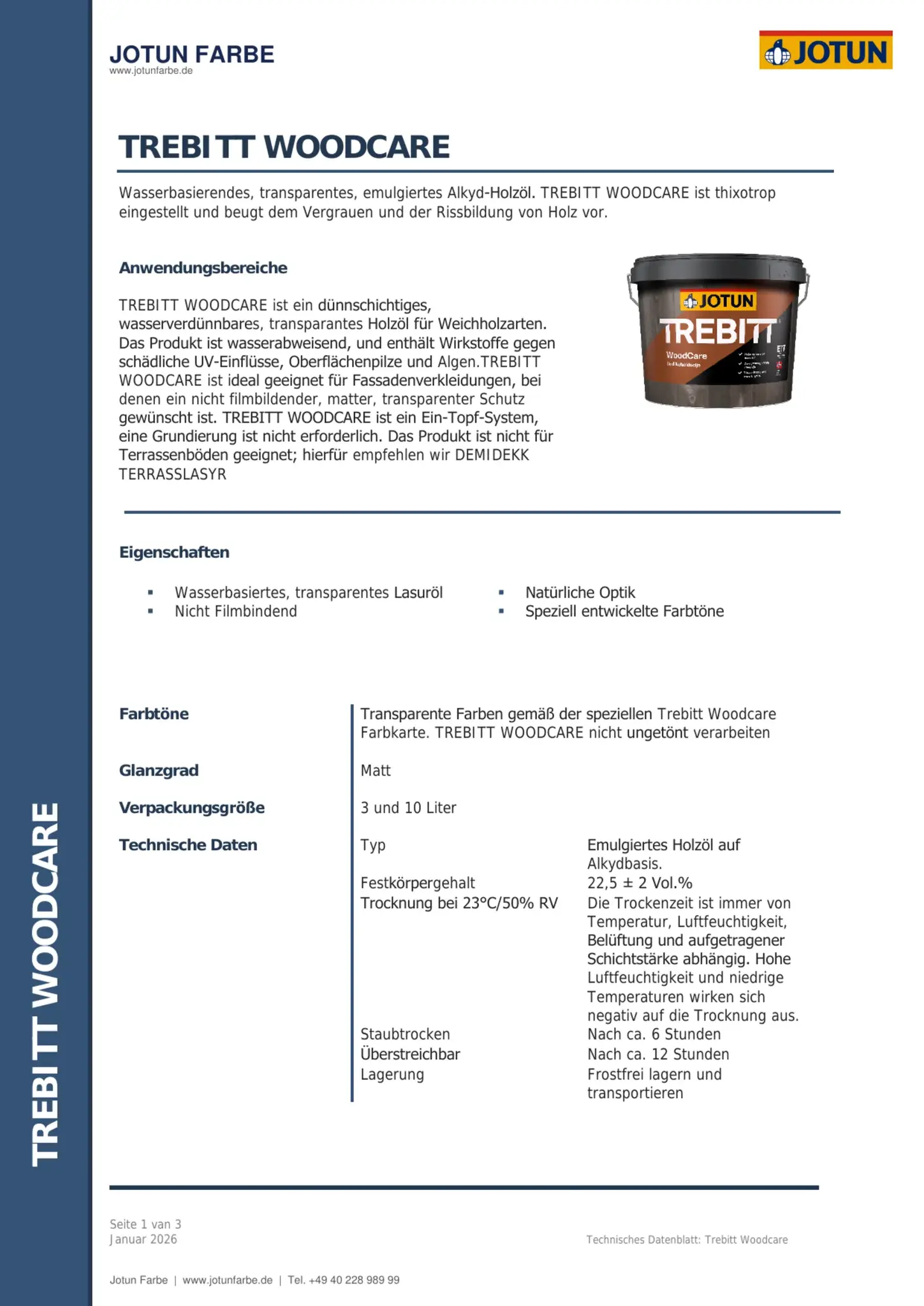 Technisches Datenblatt Jotun Trebitt Woodcare Seite 1