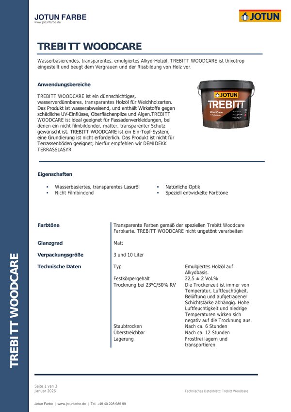 Trebitt Woodcare — Technisches Datenblatt