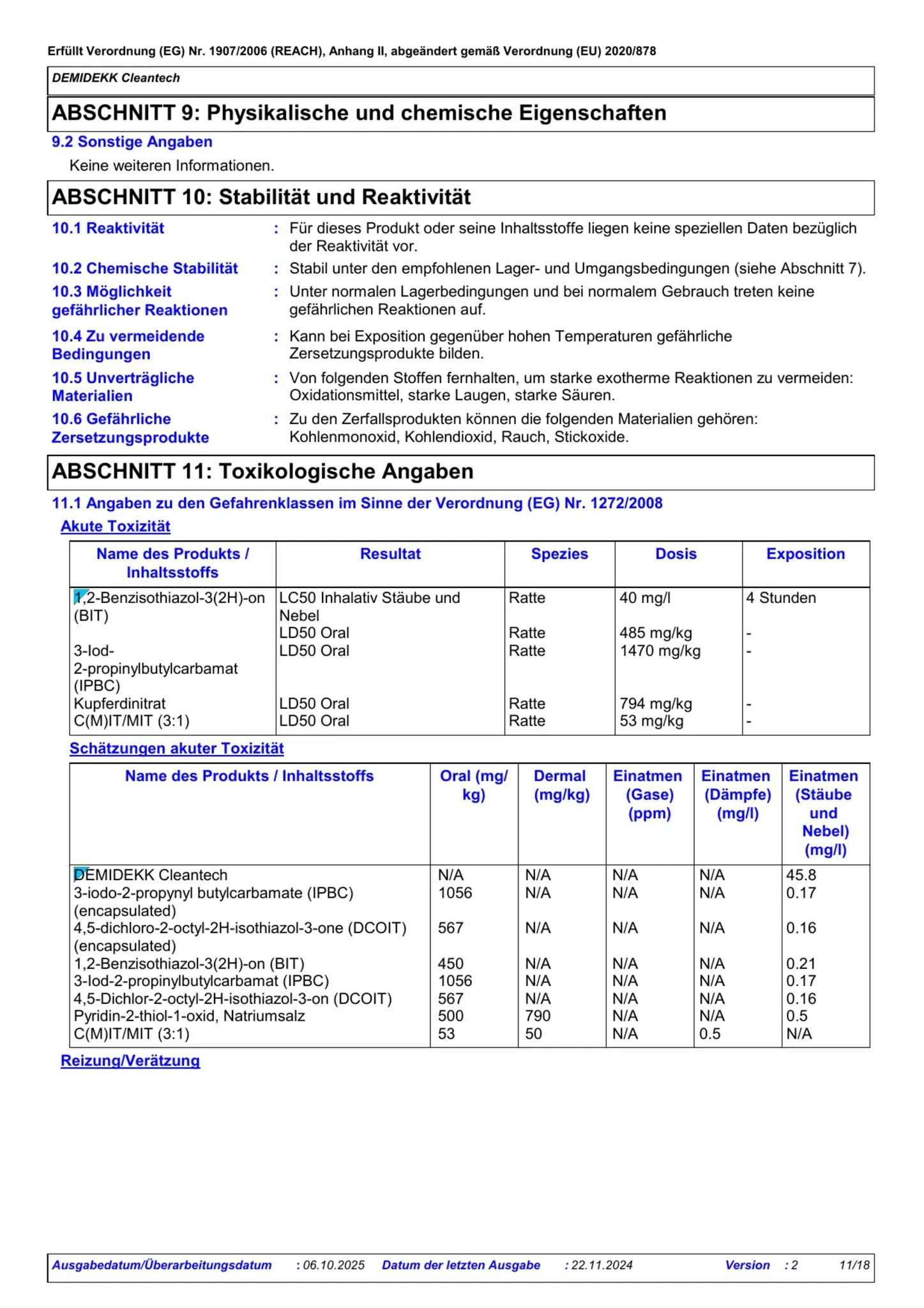 Sicherheitsdatenblatt Jotun Demidekk Cleantech Seite 11