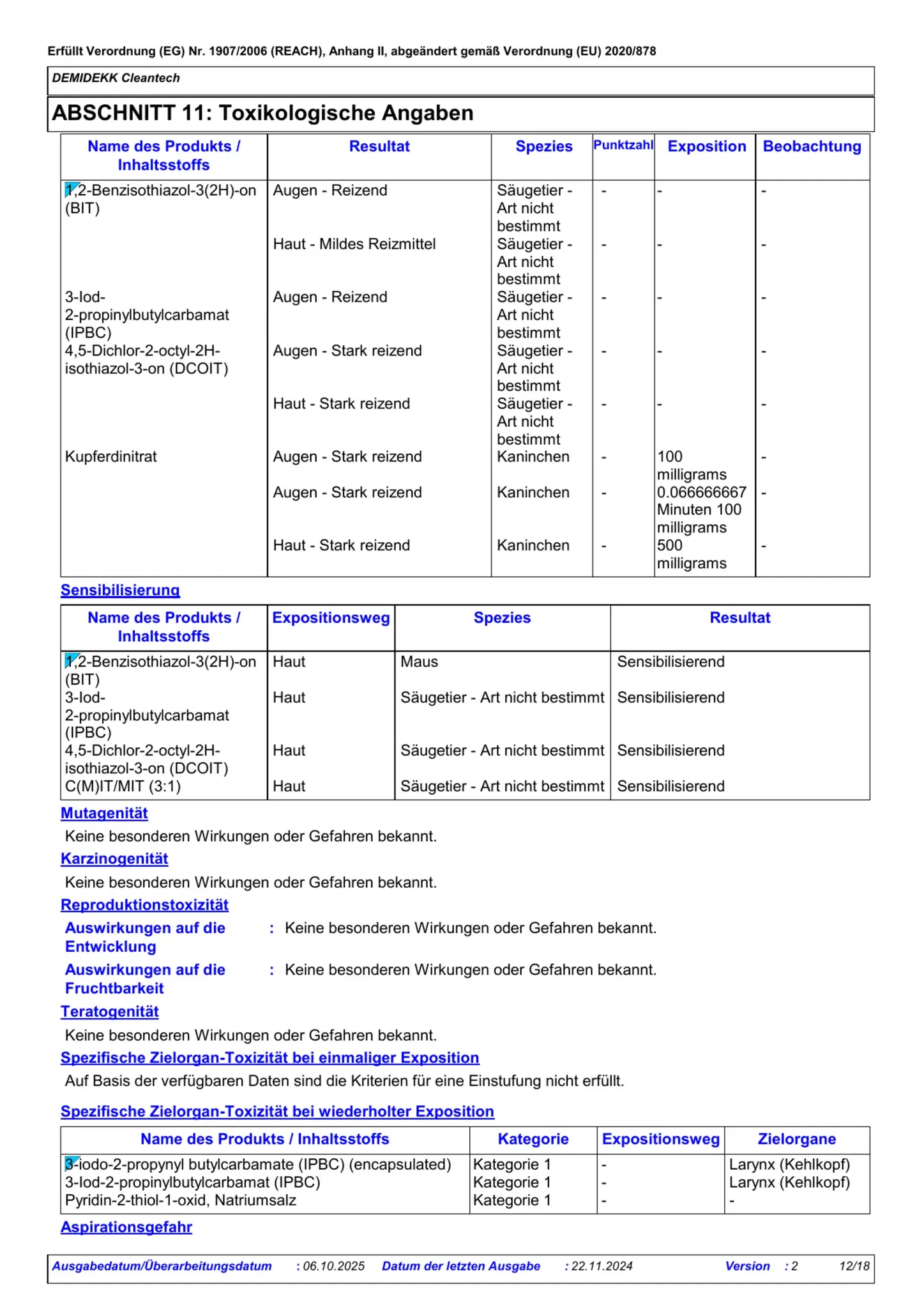 Sicherheitsdatenblatt Jotun Demidekk Cleantech Seite 12