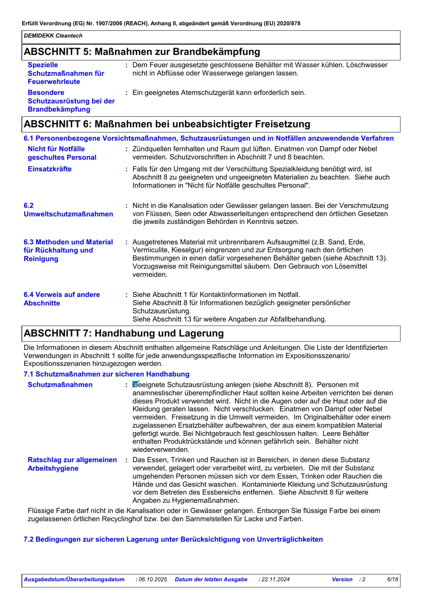 Sicherheitsdatenblatt Jotun Demidekk Cleantech Seite 6