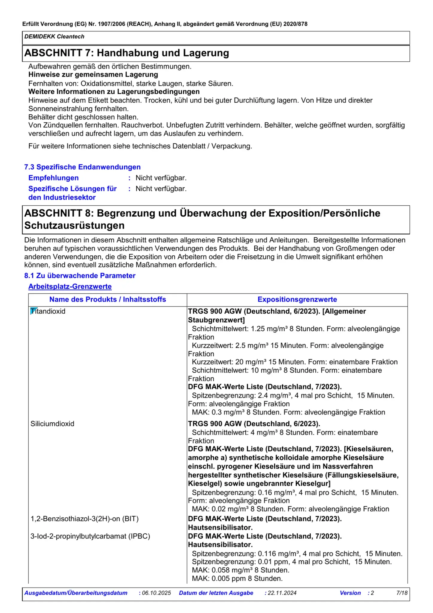 Sicherheitsdatenblatt Jotun Demidekk Cleantech Seite 7