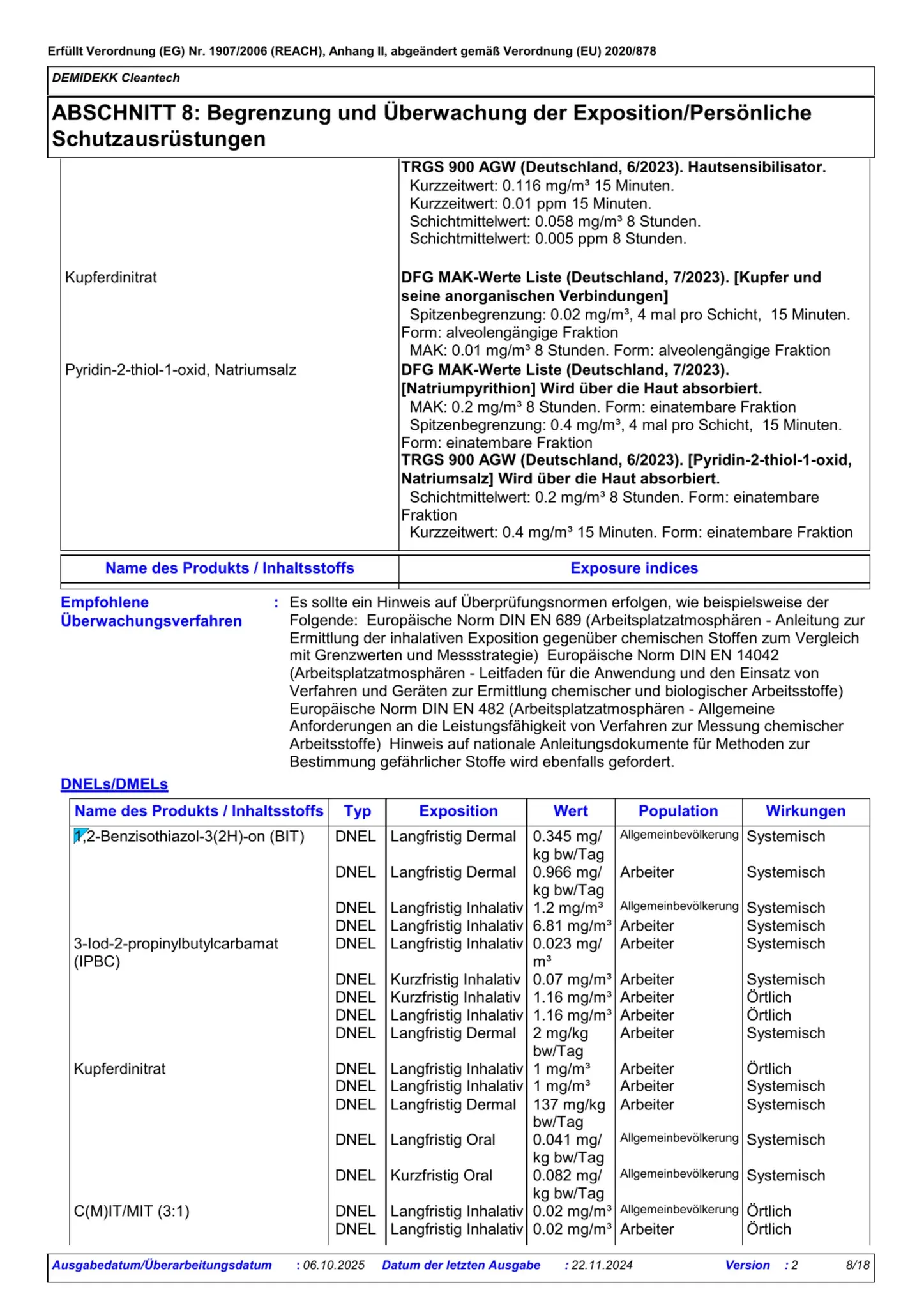 Sicherheitsdatenblatt Jotun Demidekk Cleantech Seite 8