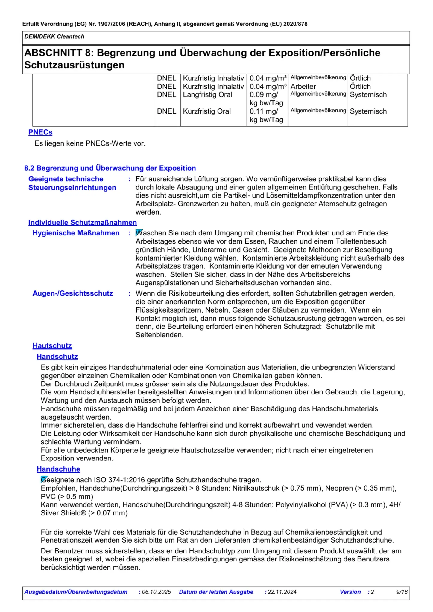 Sicherheitsdatenblatt Jotun Demidekk Cleantech Seite 9
