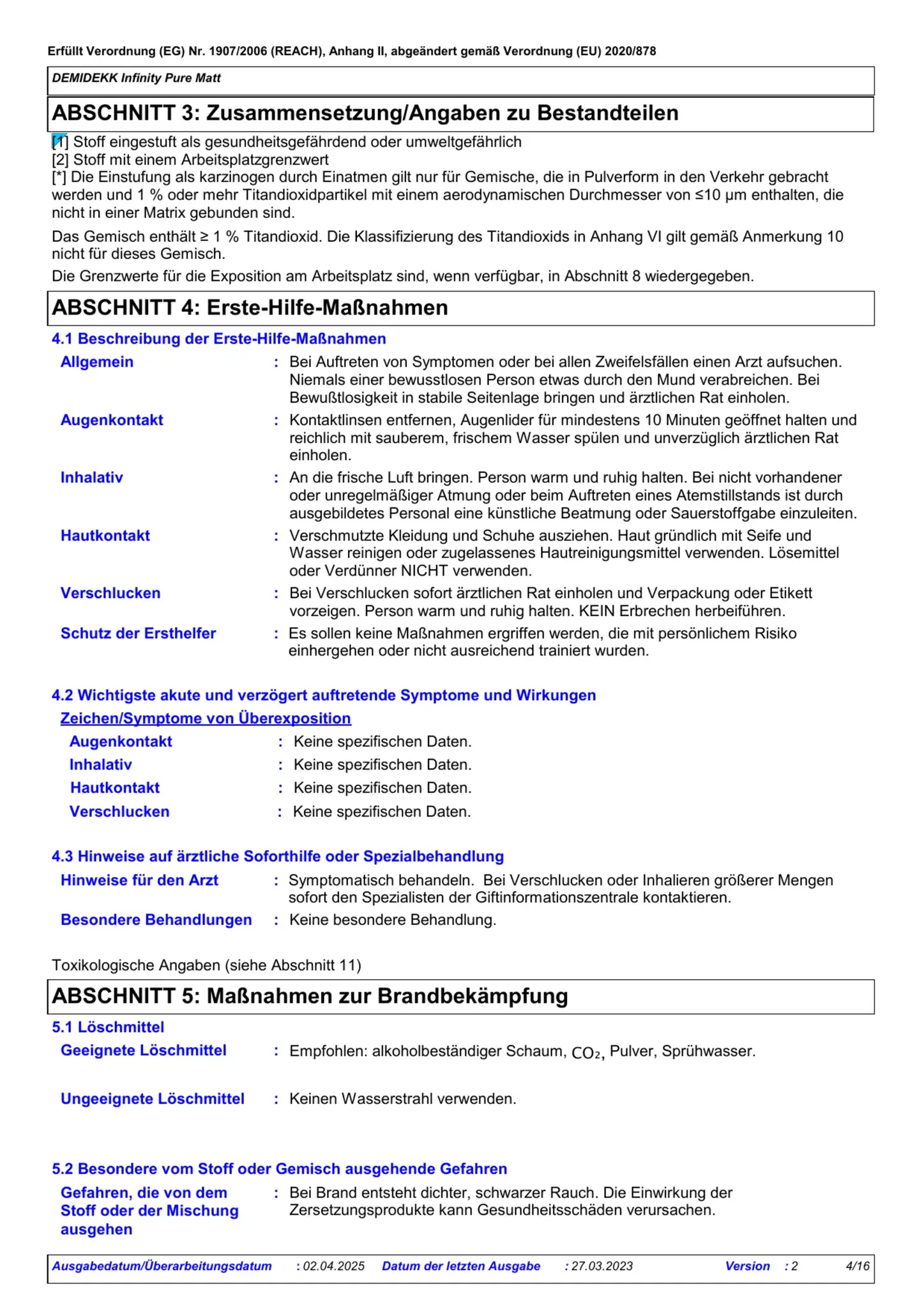 Sicherheitsdatenblatt Jotun Demidekk Infinity Pure Matt Seite 4