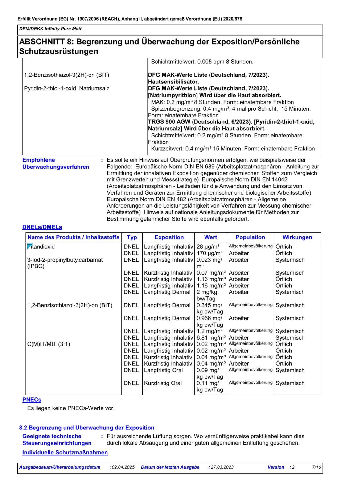 Sicherheitsdatenblatt Jotun Demidekk Infinity Pure Matt Seite 7