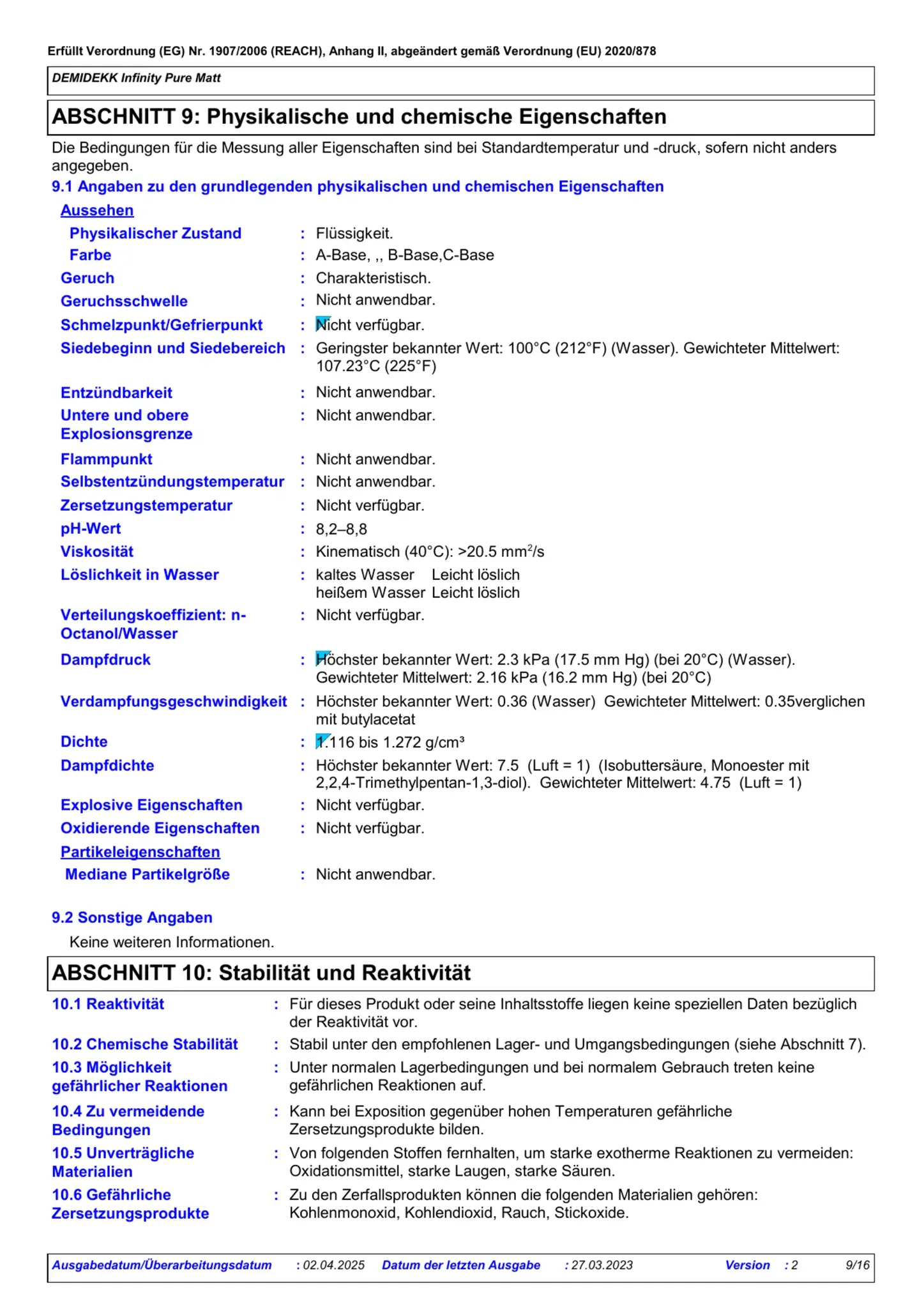 Sicherheitsdatenblatt Jotun Demidekk Infinity Pure Matt Seite 9
