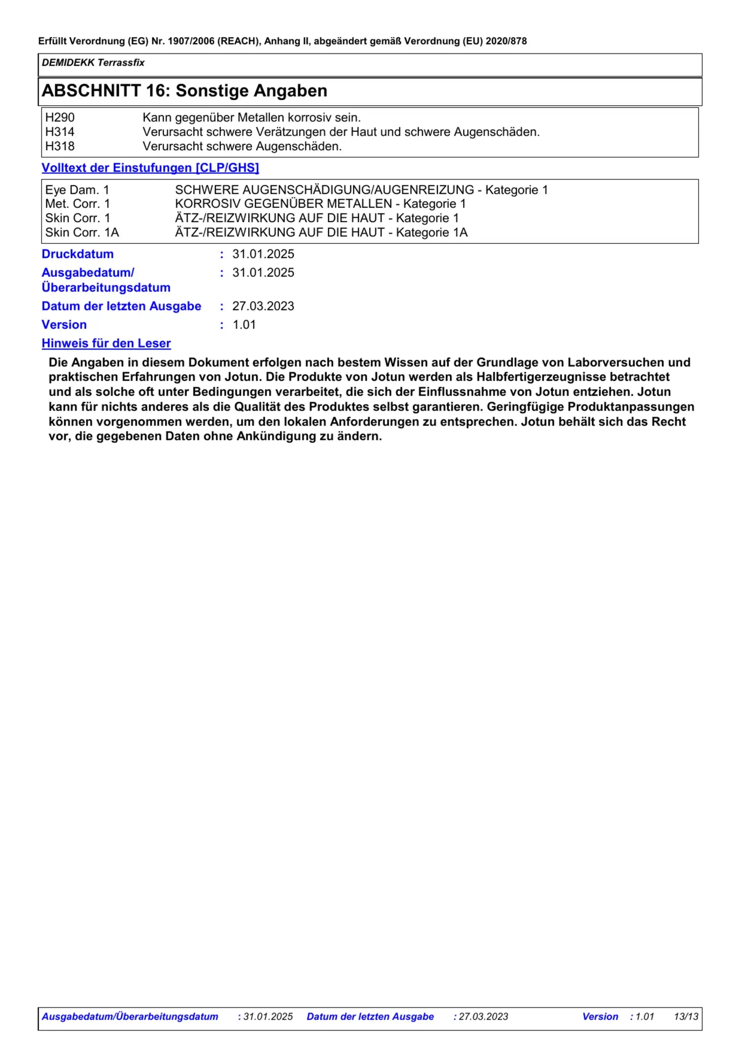 Sicherheitsdatenblatt Jotun Demidekk Terrassfix Seite 13