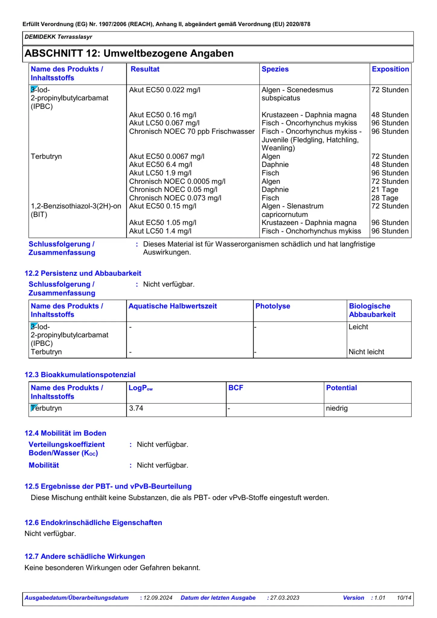Sicherheitsdatenblatt Jotun Demidekk Terrasslasyr Seite 10