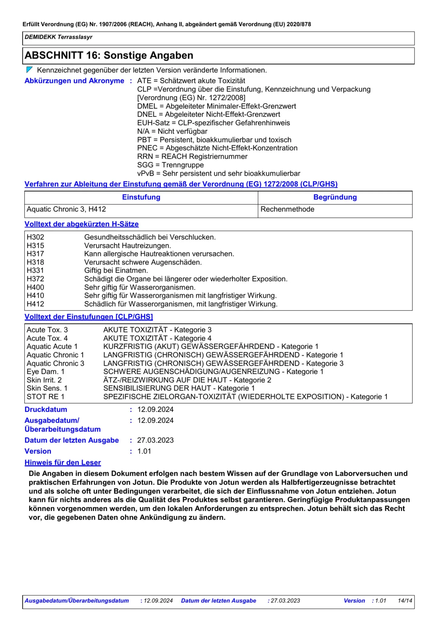 Sicherheitsdatenblatt Jotun Demidekk Terrasslasyr Seite 14