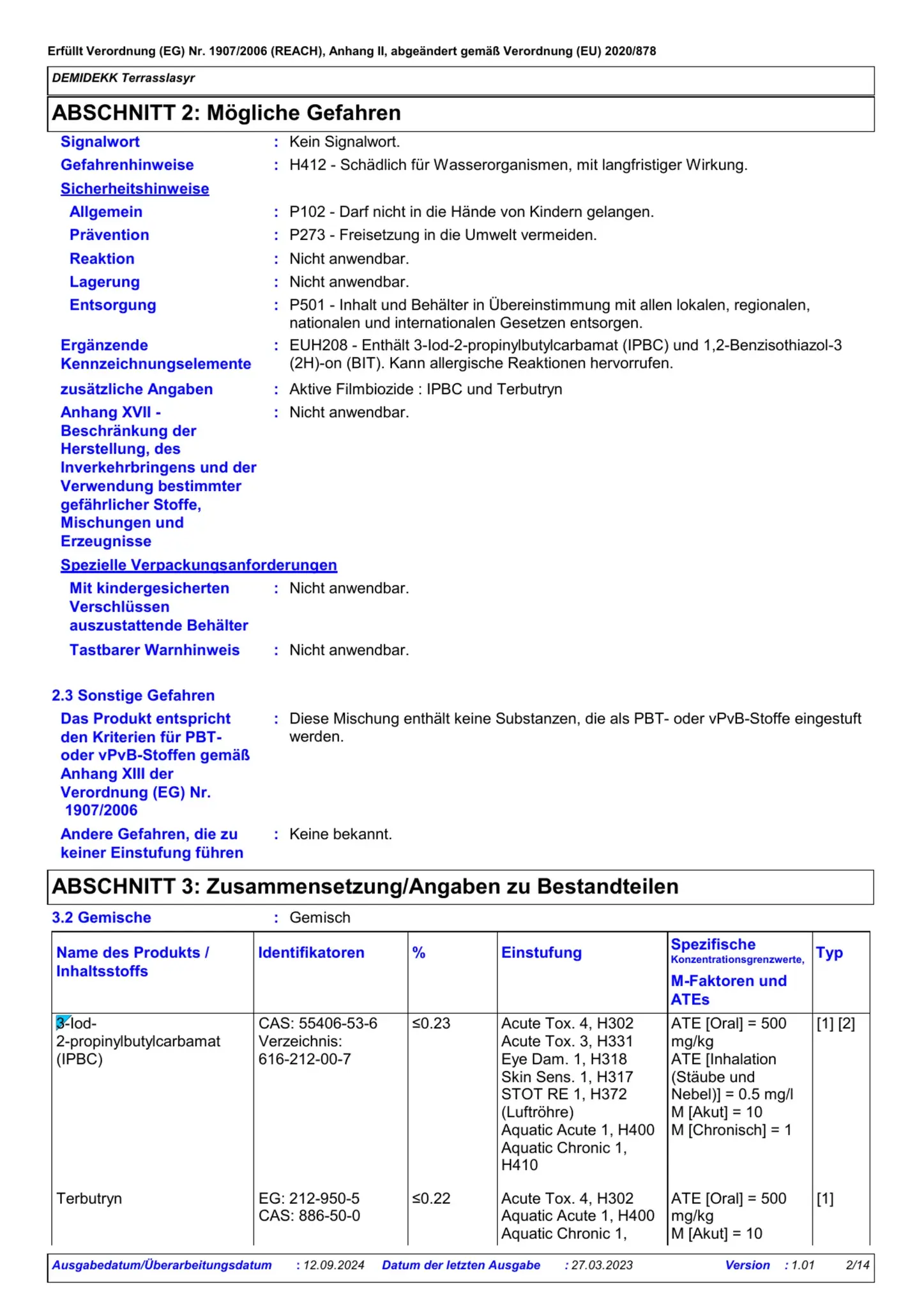 Sicherheitsdatenblatt Jotun Demidekk Terrasslasyr Seite 2