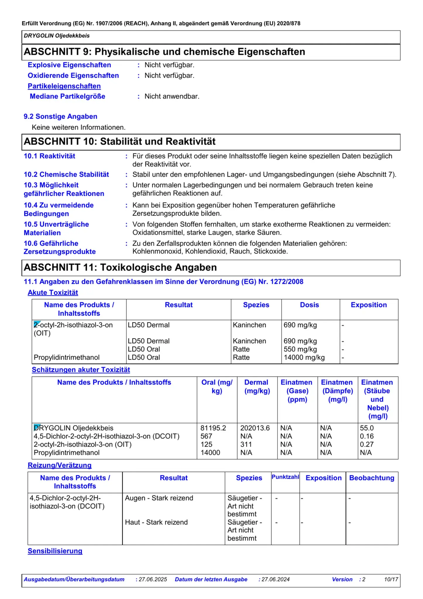 Sicherheitsdatenblatt Jotun Drygolin Oljedekkbeis Seite 10